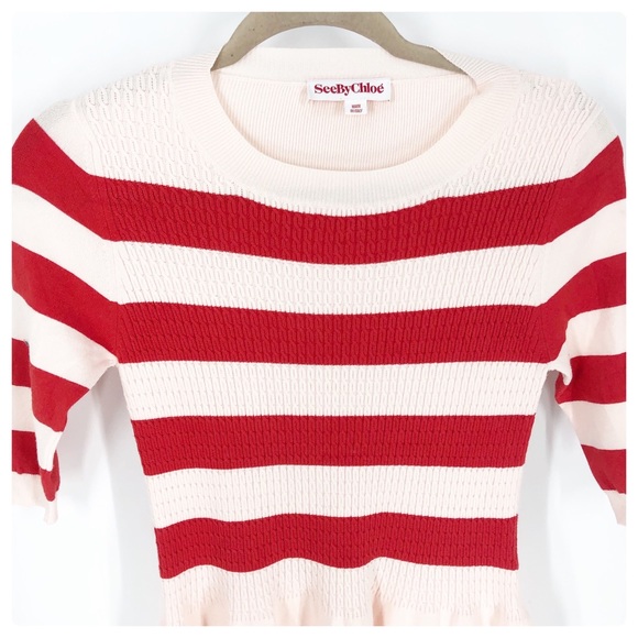 See By Chloe Stripe Knit Sweater Dress Sz S - Picture 3 of 6